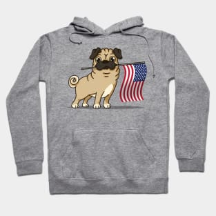 Pug American Flag T-Shirt 4th July Patriotic USA Pug Shirt Hoodie